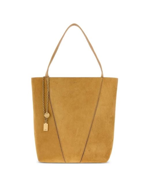 Chloé Natural Medium Spin Suede Tote Bag
