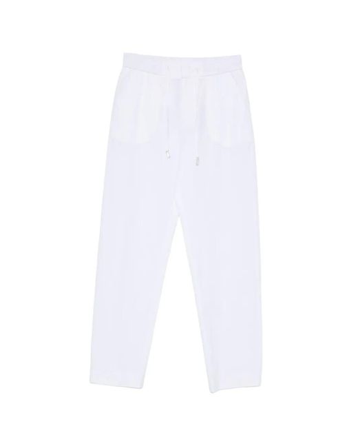 PT Torino White Drawstring Elasticated-Waist Trousers