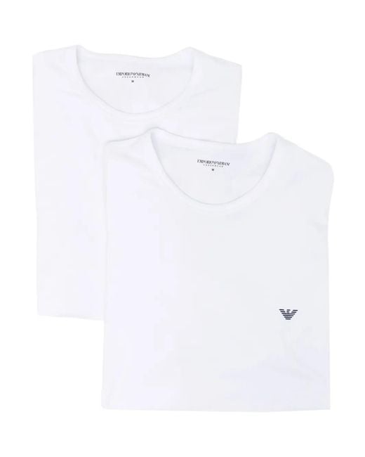 Emporio Armani White Logo-Print T-Shirt (Set Of Two) for men