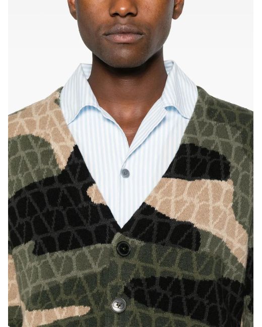 Valentino Garavani Green Toile Iconographe-Print Cardigan for men