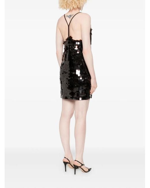 P.A.R.O.S.H. Black Sequin Spaghetti-Strap Dress