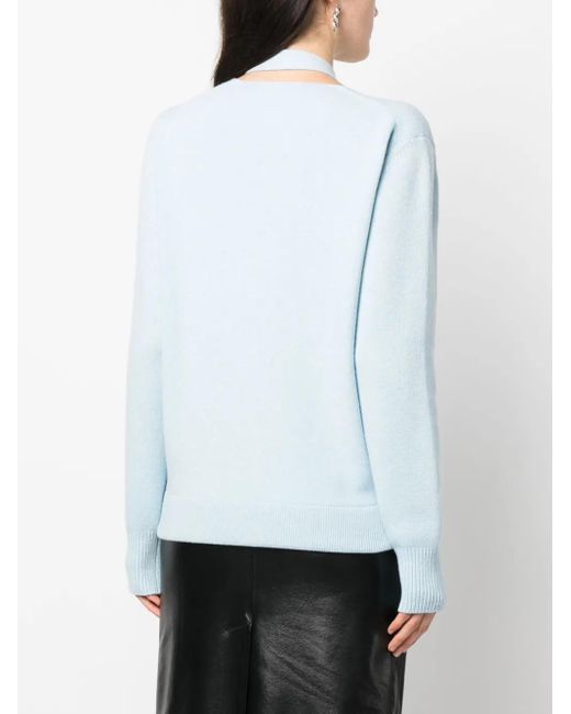 Fendi Blue V-Neck Wool Knitted Cardigan