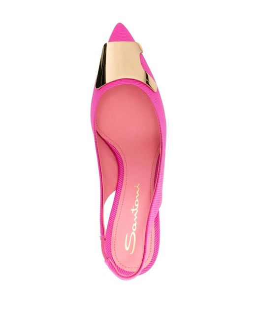 Santoni Pink Ribbed-Finish 90Mm Pumps