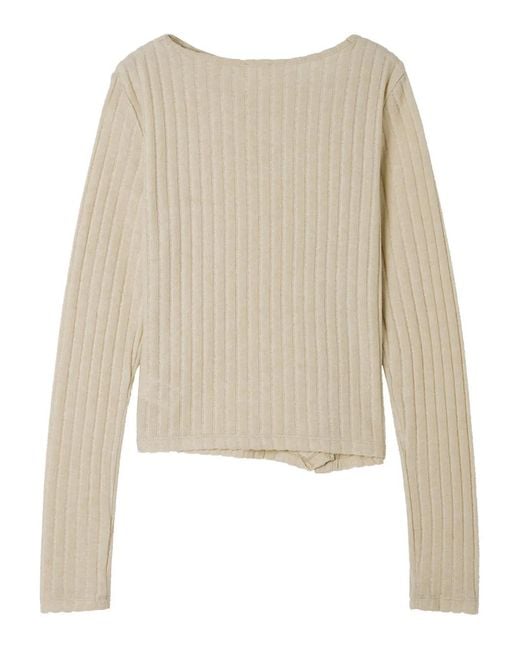 B+ AB Natural Buttoned Ribbed T-Shirt