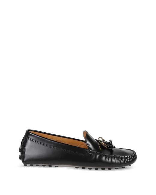 Tod's Black Gommino Padlock-Detail Loafers