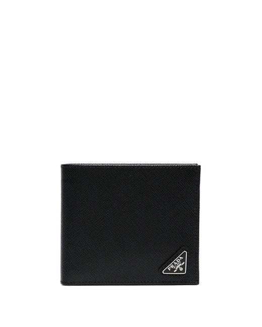 Prada Black Triangle-Logo Bifold Wallet for men