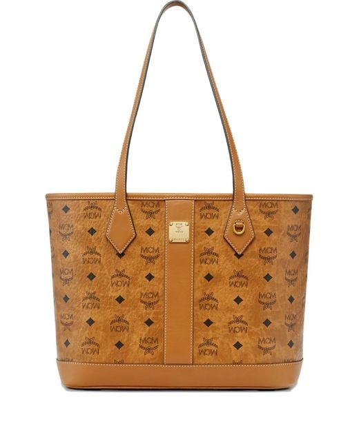 MCM Brown Small Monogram-Print Tote Bag