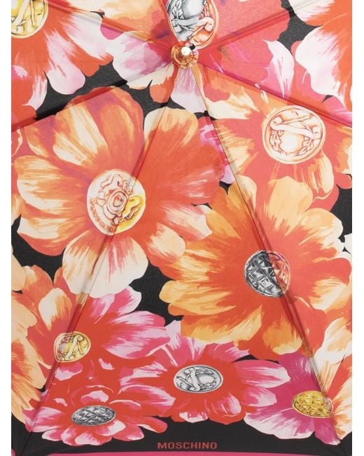 Moschino Pink Floral-Motif Umbrella