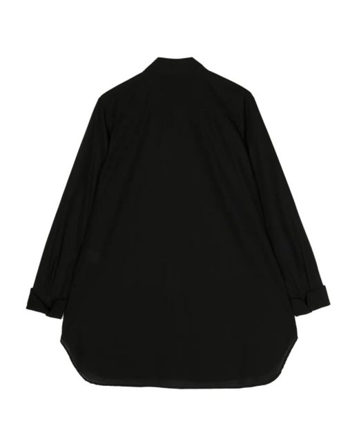 Yohji Yamamoto Black Pussy-Bow Cotton Shirt