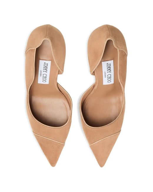 Jimmy Choo White Brigitte 100 Toffee And Chai Suede And Nappa Leather Pumps
