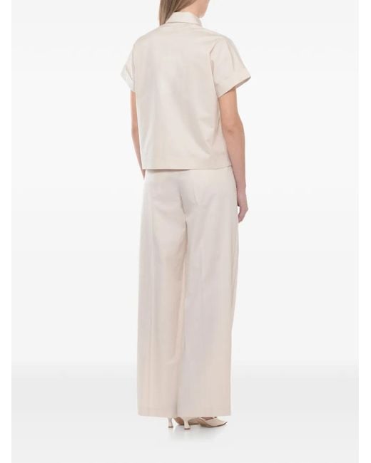 Peserico Blouse Met Opgestikte Zak En Korte Mouwen in het White