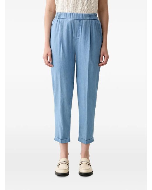 Benetton Blue Elasticated-Waist Tapered Trousers