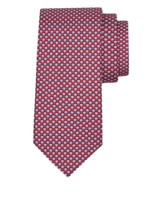 Ferragamo Purple Letter Print Silk Tie for men