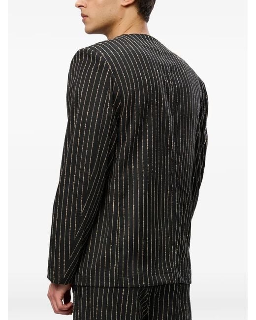 Hamza Black 247 Striped Blazer for men