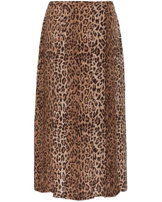 Jupe mi-longue plissée à imprimé léopard Rixo en coloris Brown