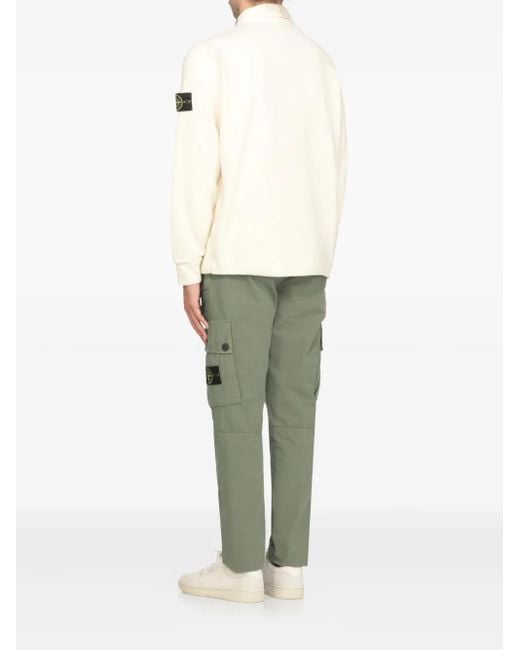 Stone Island White Compass-Motif Polo Shirt for men