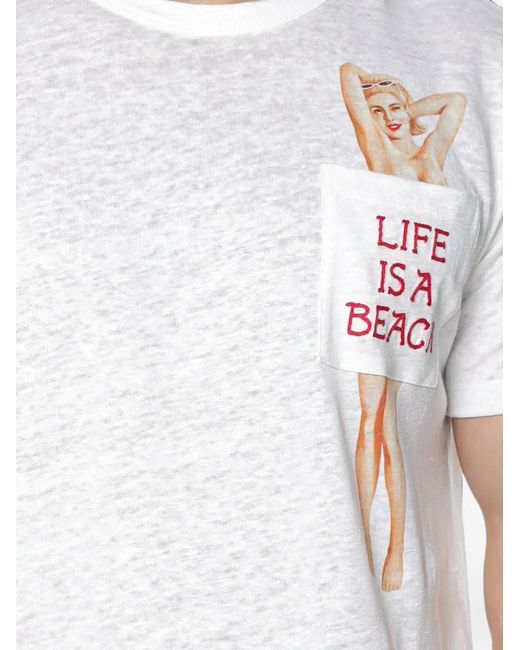 Mc2 Saint Barth White Ecstasea Graphic-Print Pocket T-Shirt for men