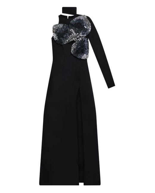 Area Black Embroidered Erystal Gown