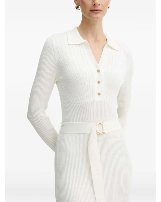 MARCIANO BY GUESS White Buttoned Polo-Collar Midi Dress