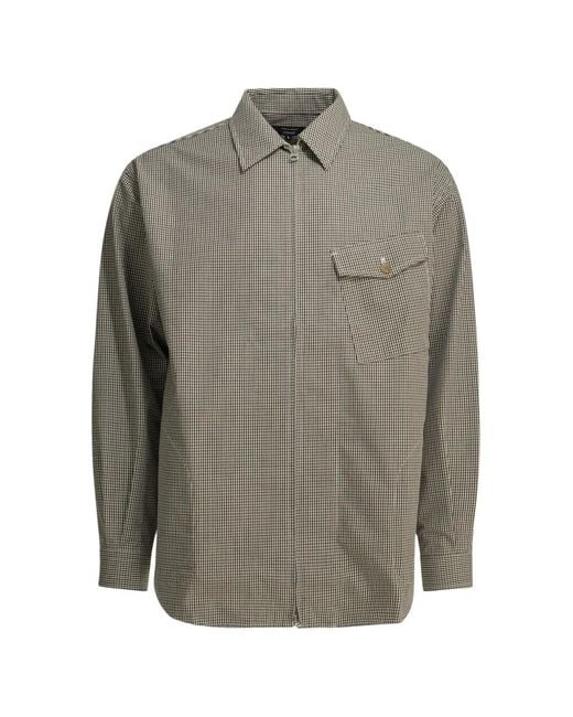 Comme des Garçons Gray Gingham-Pattern Zip-Up Overshirt for men