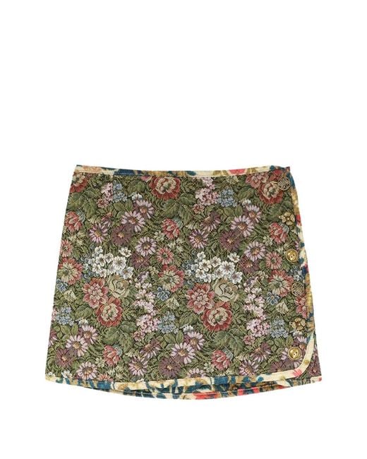 Farm Rio Metallic Arabesque Quilted Reversible Mini Skirt