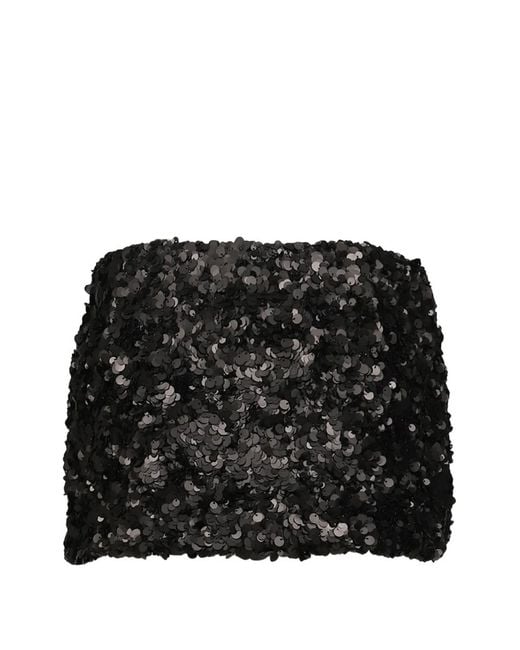 GLOWNY Black Twinkle Sequin-Embellished Mini Skirt