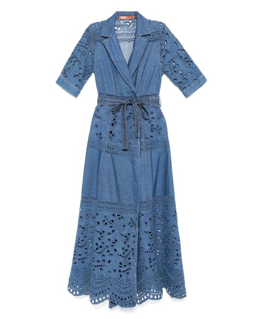 Vestido largo con detalles de encaje Ermanno Scervino de color Blue