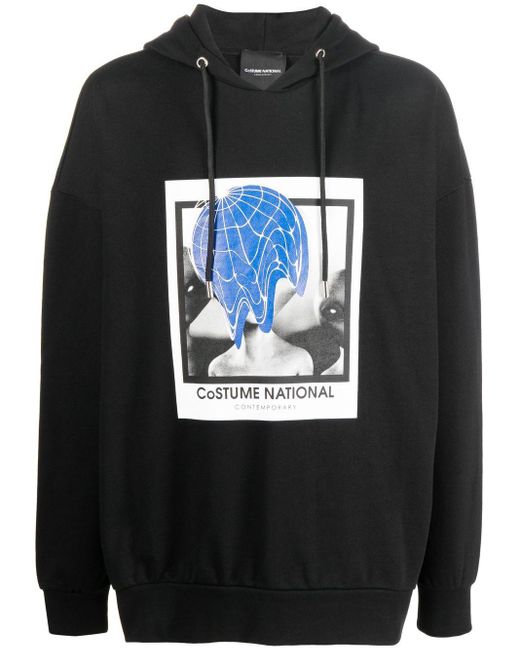 CoSTUME NATIONAL Black Graphic-print Pullover Hoodie for men
