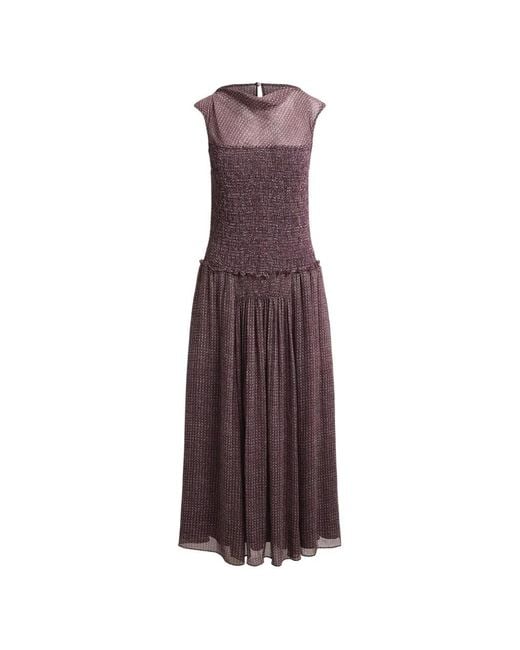Polo Ralph Lauren Purple Smocked Circle-Print Dress