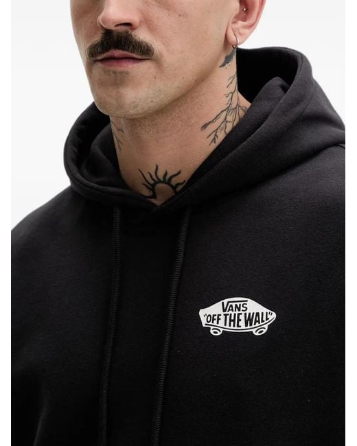 Vans Black Logo-Print Drawstring Hoodie for men