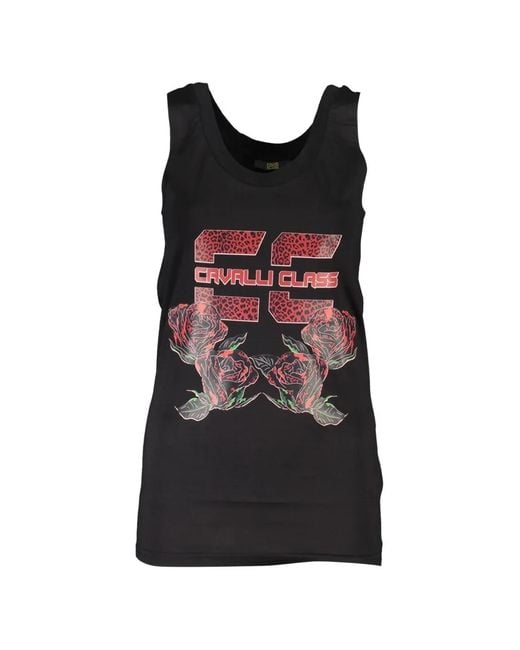 Roberto Cavalli Black Graphic-Print Tank Top