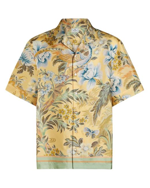 Etro Metallic Floral-print Silk Shirt for men