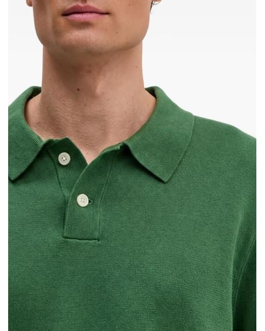Levi's Green Long-Sleeve Knitted Polo Shirt for men