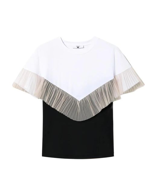 Twinset White Pleated-Insert T-Shirt