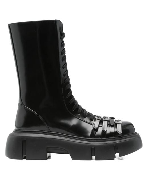 Simone Rocha Black Tracker Lace-Up Platform Boots