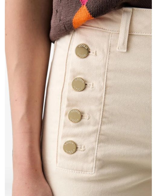 ViCOLO Natural Button-Embellished Flared Jeans