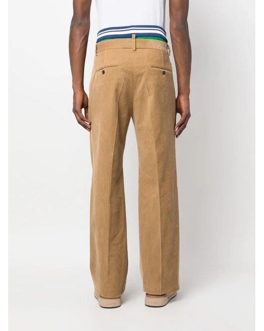 DSquared² Brown Double-Waistband Corduroy Trousers for men