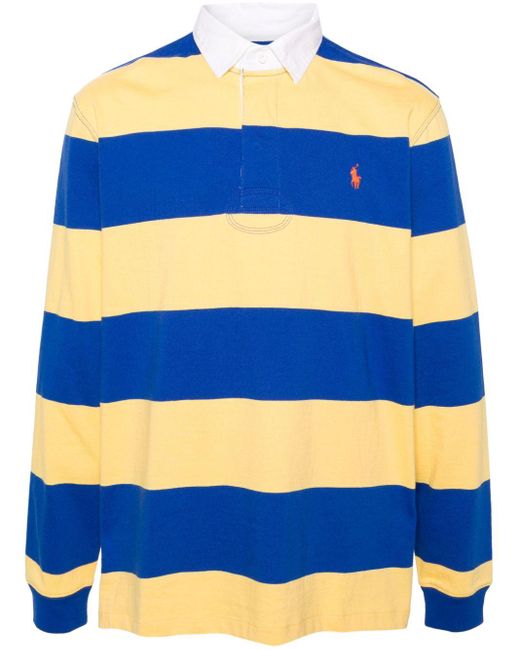 Polo Ralph Lauren Gestreiftes Poloshirt mit Logo-Stickerei in Blue für Herren