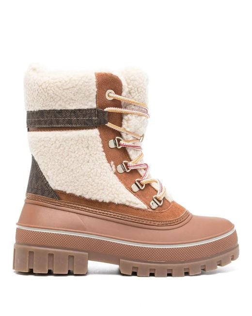 MICHAEL Michael Kors Brown Ozzie Faux-Shearling Trim Boots