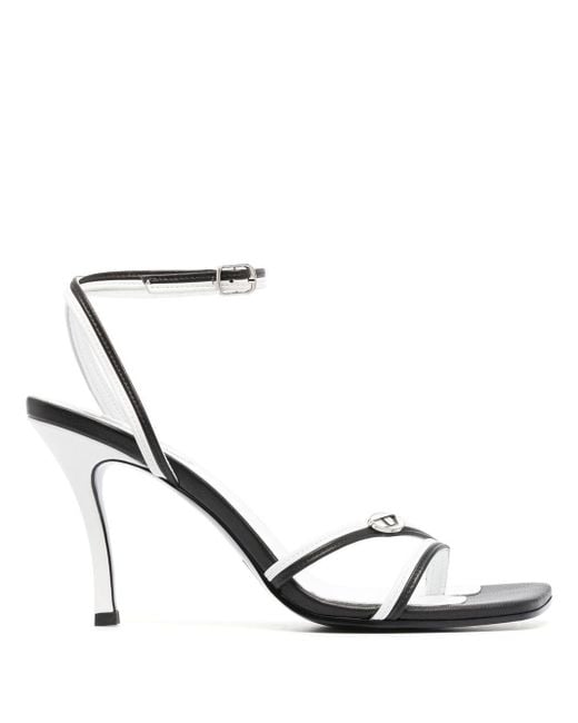 DIESEL White Two-tone Strappy 10mm Leather Sandals