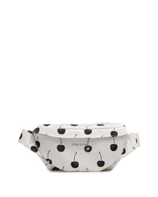 Stine Goya White Cherry-Print Belt Bag