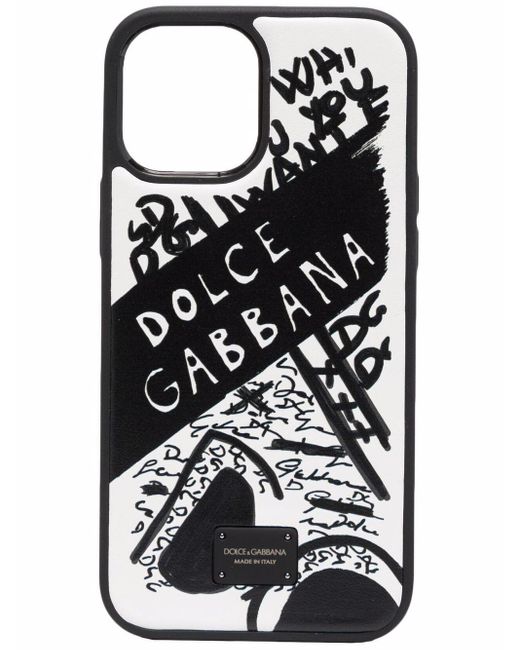 Dolce & Gabbana Leather Scribbled Logo Iphone 12 Pro Max Phone Case in