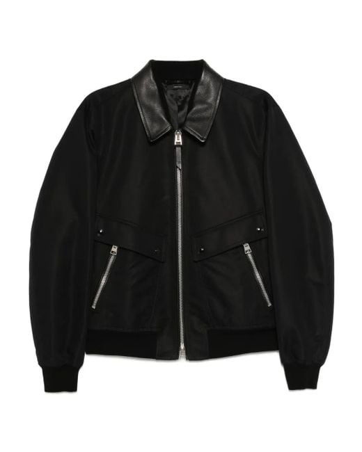 Tom Ford Bomberjack Met Leren Kraag in het Black voor heren