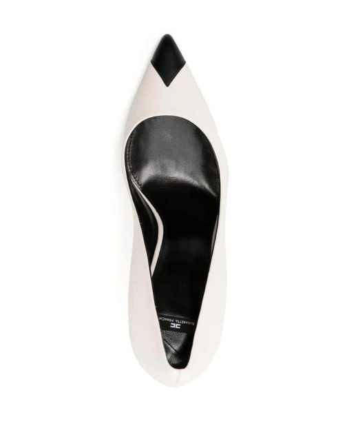 Elisabetta Franchi White 105Mm Metal-Logo Leather Pumps