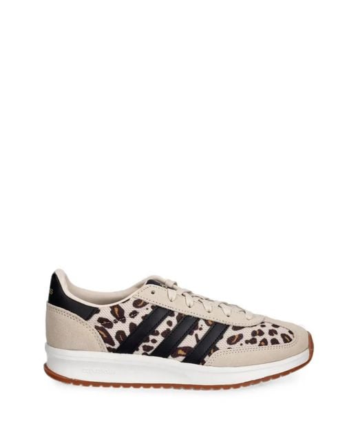Adidas White Leopard-Print Cloudfoam Sneakers