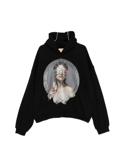 PDF Black Graphic-Print Hoodie for men