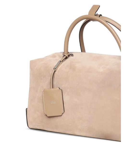 Max Mara Metallic Large Nubuck Leather Boston Bag