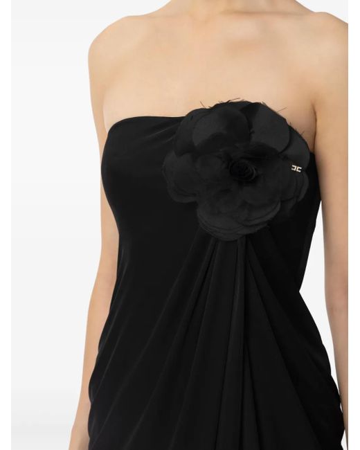 Elisabetta Franchi フローラル イブニングドレス Black