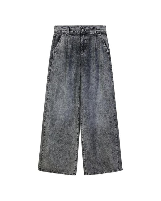 Patrizia Pepe Gray Acid-Wash Wide-Leg Jeans