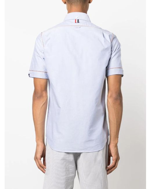 Thom Browne Blue Rwb Stripe Cotton Shirt for men